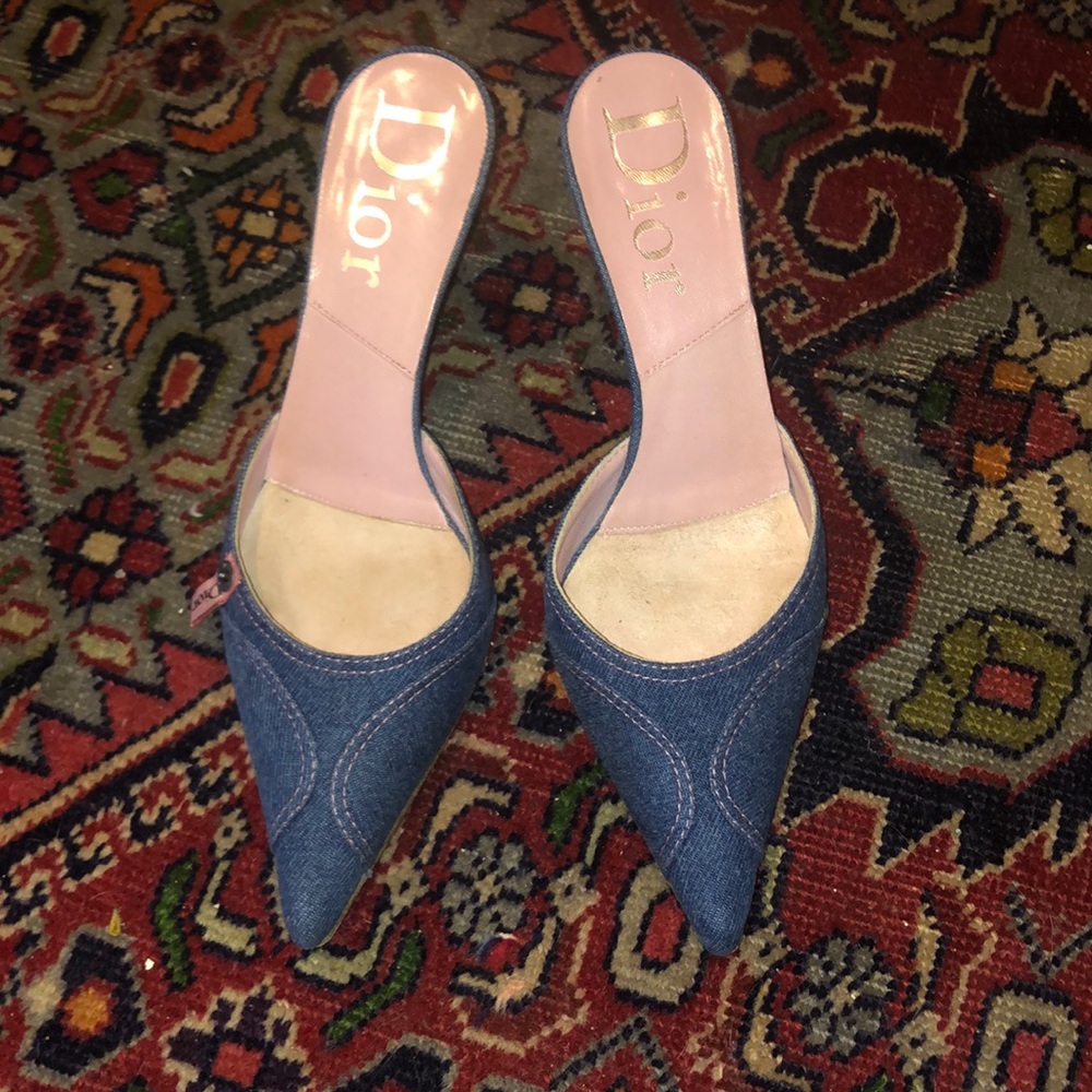 Dior Denim Blue Jean Mules size 37.5 - runs small